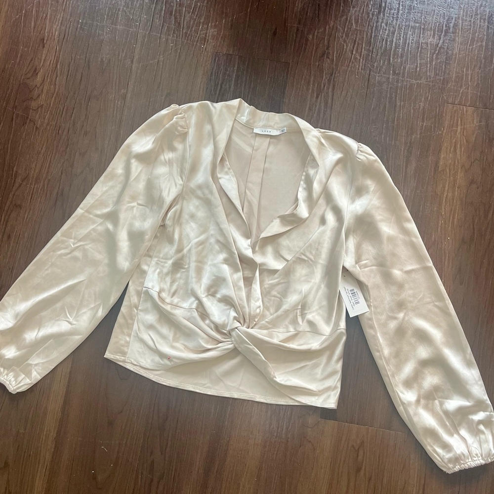 Lush Satin Cream Blouse